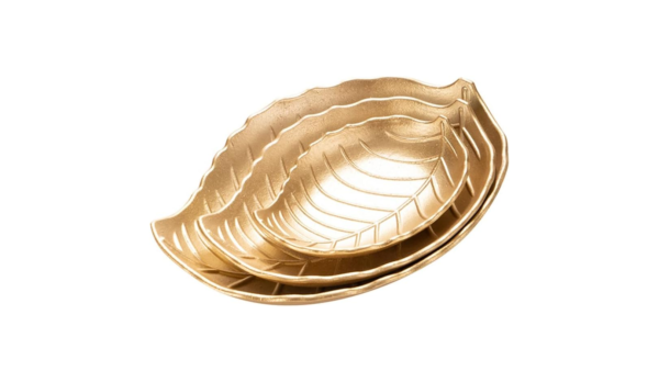 3 Pack Gold Metal Leaf Fruit Plate Jewelry