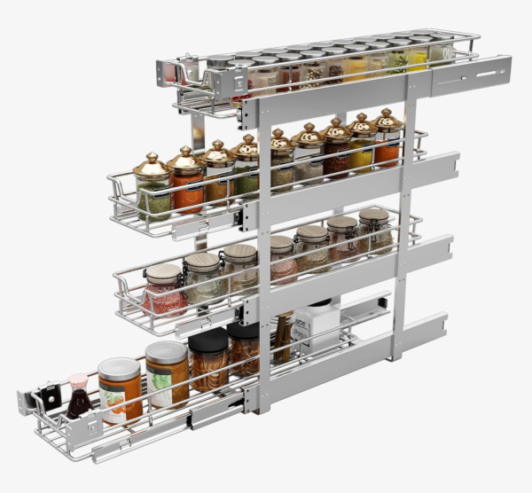 4-Tier 8" W x 21" D Narrow Pull Out Cabinet Organizer